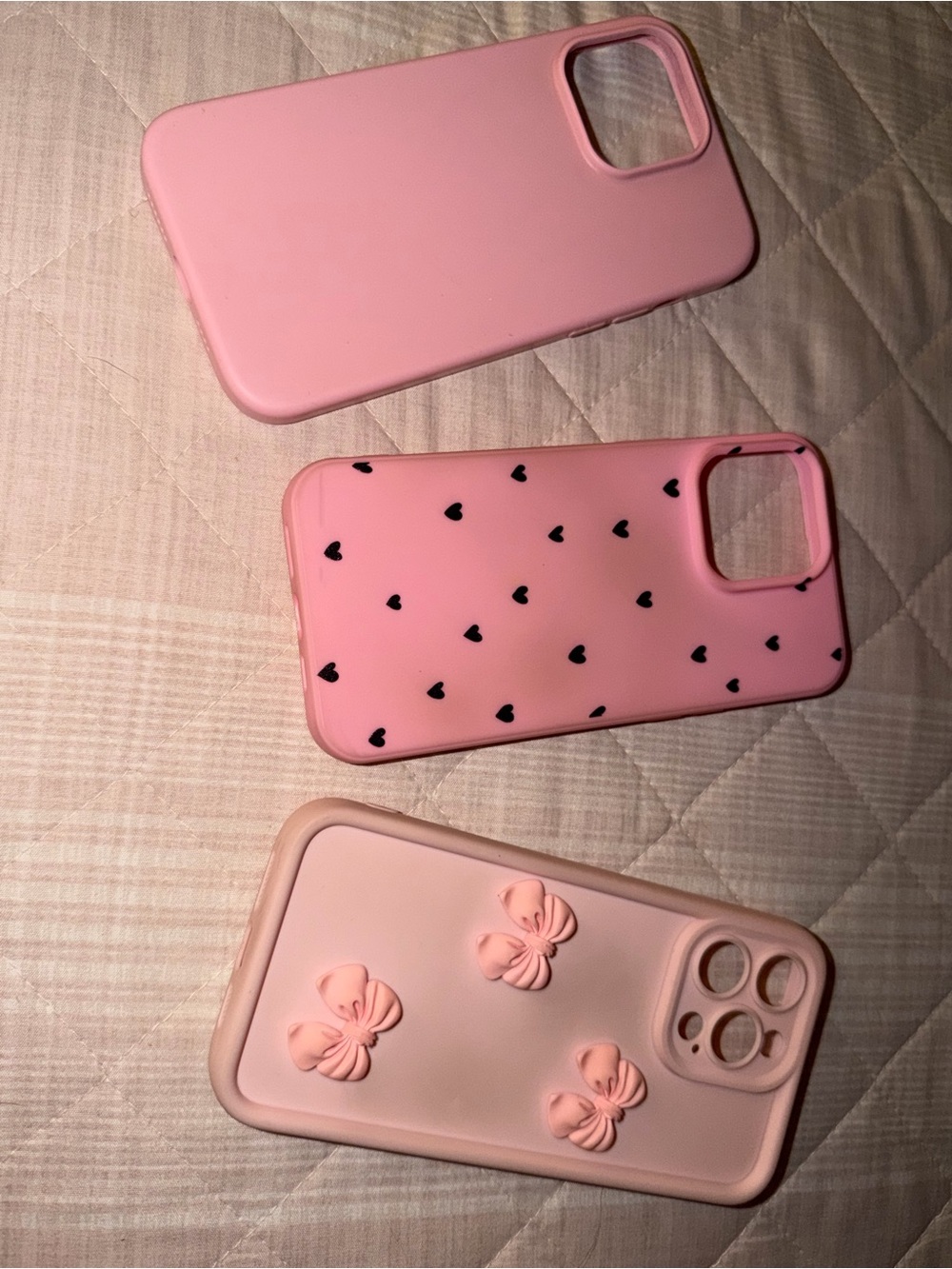 Pink iPhone 15 Pro max Cases - Heart & Bow Styles BUNDLE